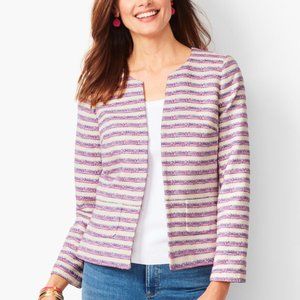 NWT Talbots Stripe Tweed Blazer Jacket - Navy, Fuchsia, Ivory